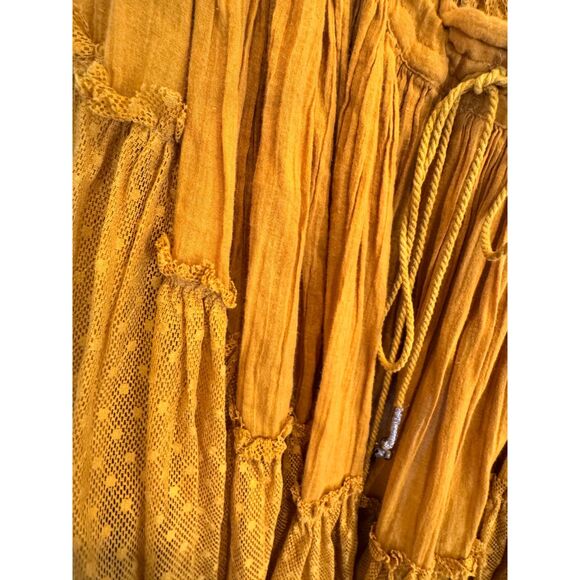 Free People 100 Degree Mini Dress Yellow Marigold Sz Sm Boho Flowy Summer Dress - Picture 7 of 11